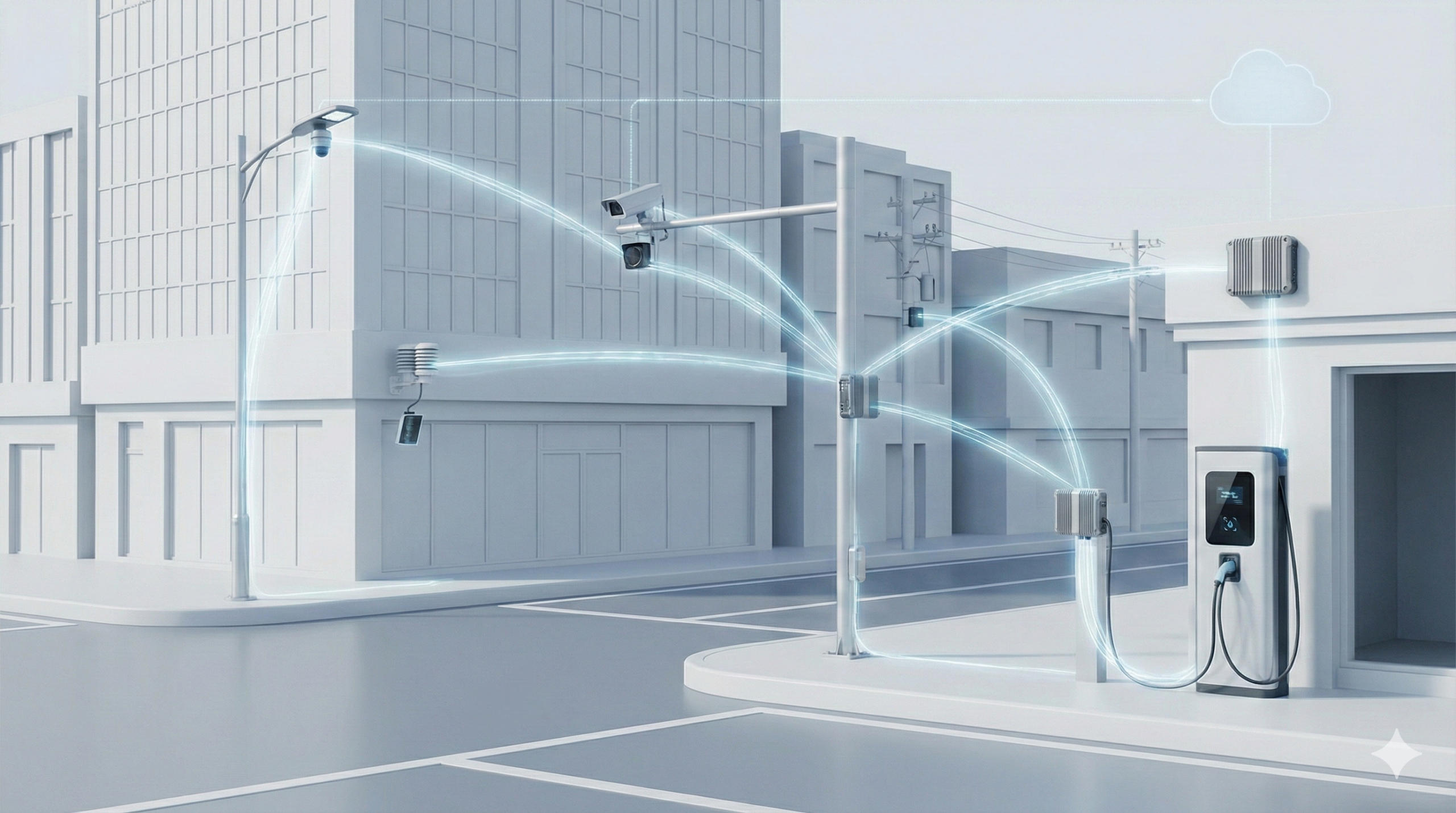 Illustration showing edge computing processing data closer to devices instead of the cloud.
